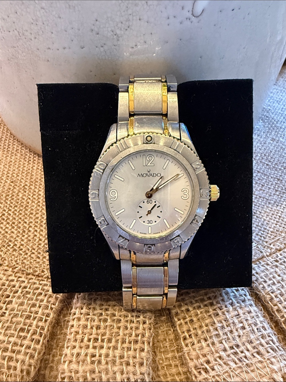 Movado Two-Tone Silver and Gold Women's Bracelet Watch with Subdial